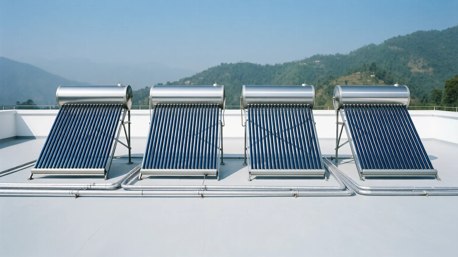 Solar water heaters on a flat roof