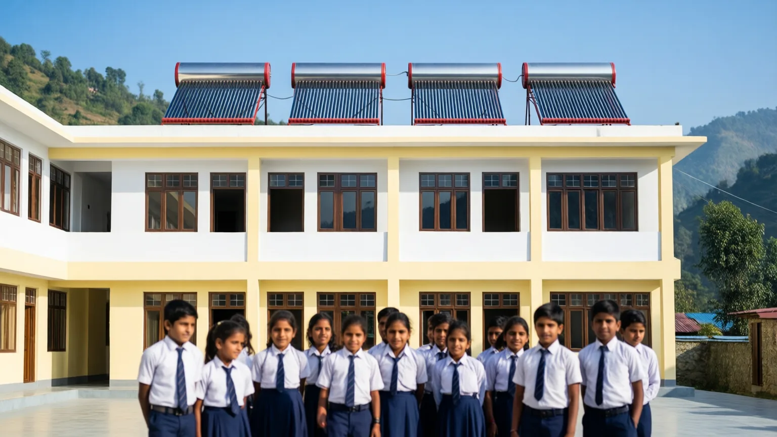 A school with solar hot water
